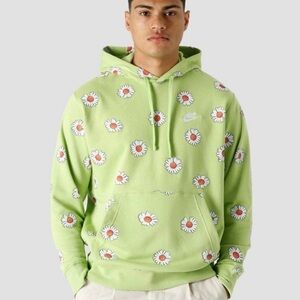 Nike Vivid Green Daisy Flower Print Hoodie - Men’s/Unisex- Embroidered Swoosh